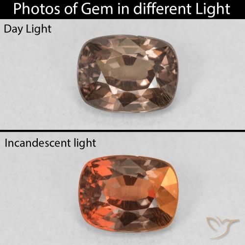0.98ct Natural Medium Light Brown Color-Change Garnet, Cushion, VS