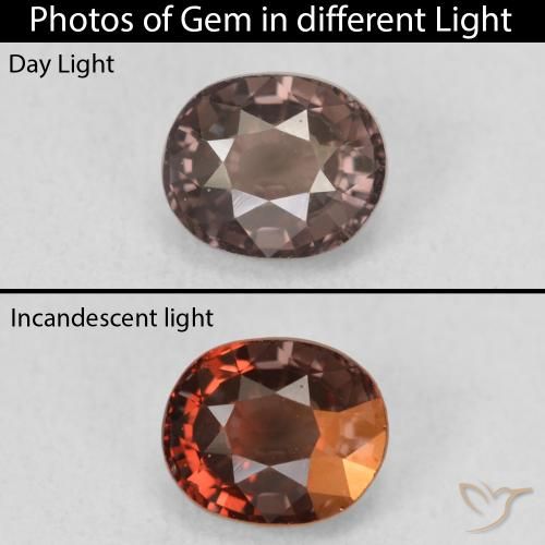 1.50 ct Brown Color-Change Garnet Gemstone, Color-Change Garnet Gem in Oval Facet Shape for Sale.