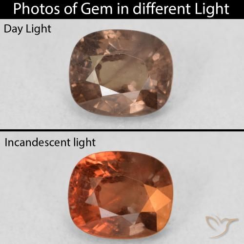 1.00ct Natural Medium Light Brown Color-Change Garnet, Cushion, VS