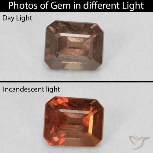 0.97ct Natural Medium Light Brown Color-Change Garnet, Emerald Cut, VS