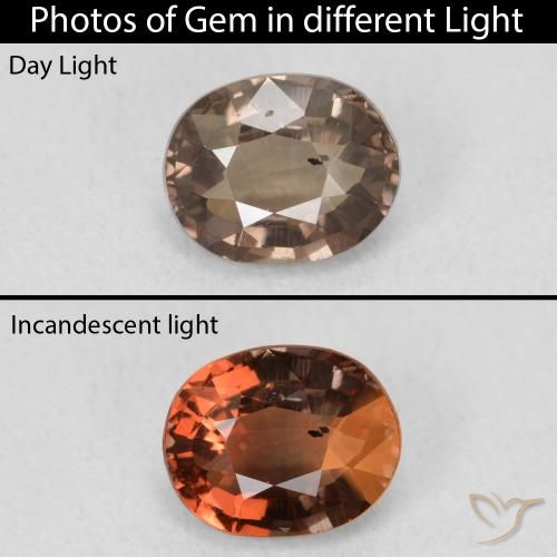 1.23ct Natural Medium Light Brown Color-Change Garnet, Oval, VS