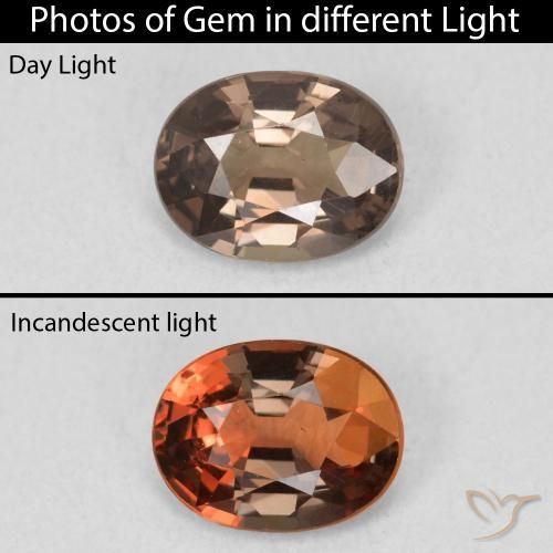 1.25ct Natural Medium Light Brown Color-Change Garnet, Oval, VS