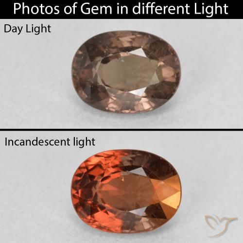 1.27ct Natural Medium Light Brown Color-Change Garnet, Oval, VS