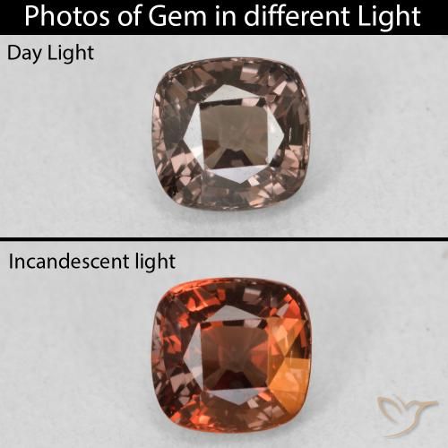 1.03ct Natural Medium Light Brown Color-Change Garnet, Cushion, VVS