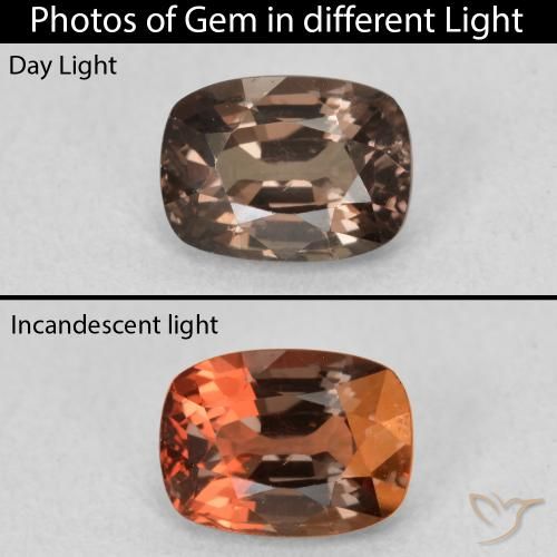 1.17ct Natural Medium Light Brown Color-Change Garnet, Cushion, VVS