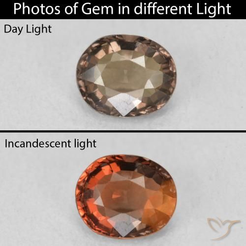 1.03 ct Brown Color-Change Garnet Gemstone, Color-Change Garnet Gem in Oval Facet Shape for Sale.