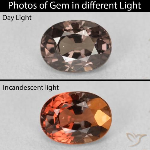 1.28 ct Brown Color-Change Garnet Gemstone, Color-Change Garnet Gem in Oval Facet Shape for Sale.