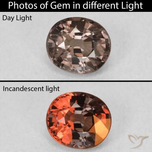 1.03 ct Brown Color-Change Garnet Gemstone, Color-Change Garnet Gem in Oval Facet Shape for Sale.