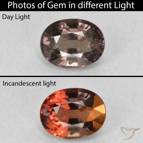 1.38 ct Brown Color-Change Garnet Gemstone, Color-Change Garnet Gem in Oval Facet Shape for Sale.