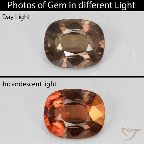 1.62ct Natural Gingerbread Brown Color-Change Garnet, Cushion, VS