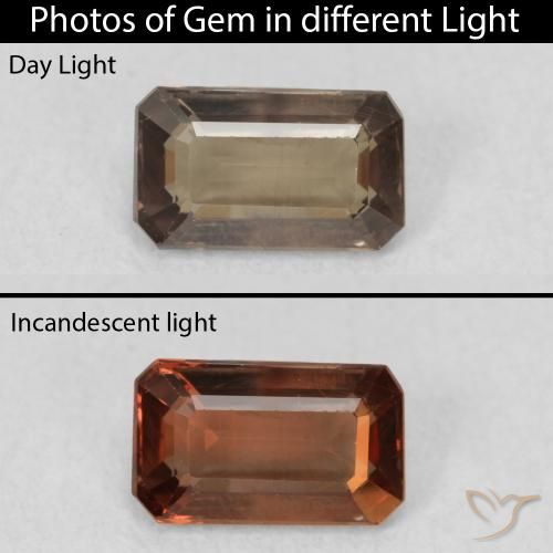 1.02ct Natural Medium Dark-Brown Color-Change Garnet, Emerald Cut, VS