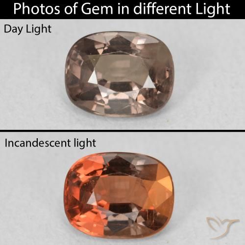 1.13ct Natural Medium Light Brown Color-Change Garnet, Cushion, VS