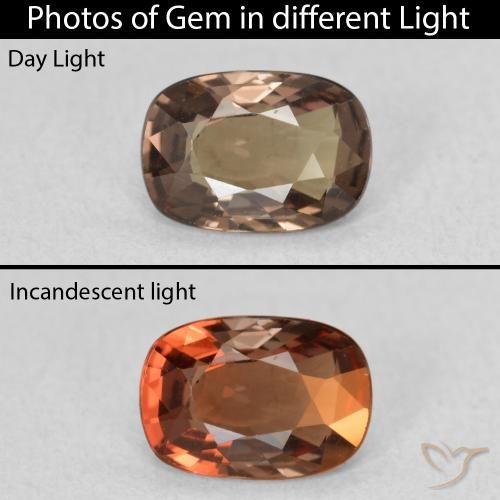 0.97ct Natural Medium Light Brown Color-Change Garnet, Cushion, VS