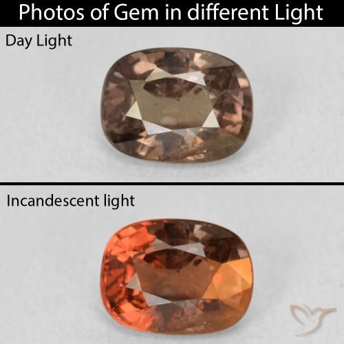 1.21ct Natural Warm Brown Color-Change Garnet, Cushion, VS