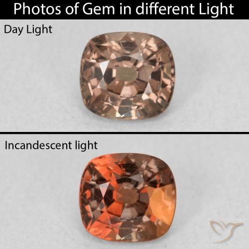 0.95ct Natural Medium Brown Color-Change Garnet, Cushion, VS
