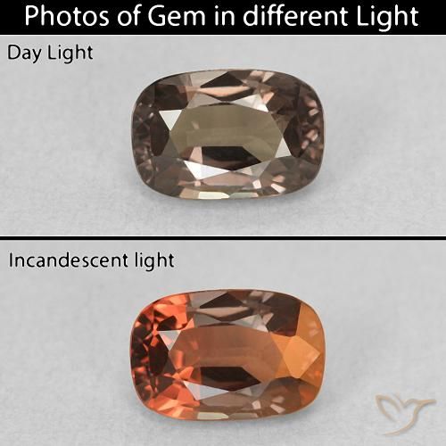 0.97ct Natural Medium Light Brown Color-Change Garnet, Cushion, VVS