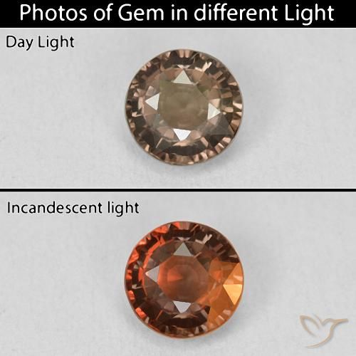 1.20ct Natural Medium Light Brown Color-Change Garnet, Round, VVS-VS