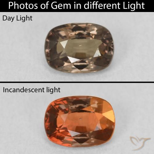 0.97ct Natural Medium Light Brown Color-Change Garnet, Cushion, VS