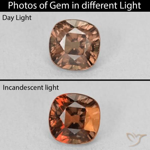 1.28ct Natural Dark Brown Color-Change Garnet, Cushion, VS