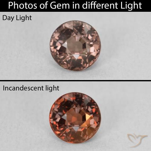 1.15ct Natural Medium Light Brown Color-Change Garnet, Round, VS