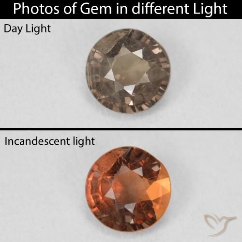 0.79ct Natural Warm Brown Color-Change Garnet, Round, VS