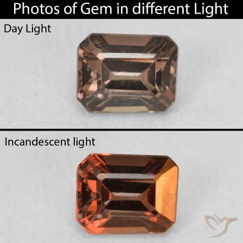 0.97ct Natural Medium Light Brown Color-Change Garnet, Emerald Cut, VS