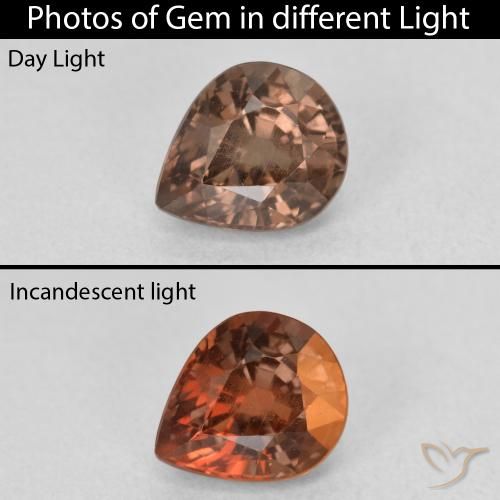 1.37ct Natural Dark Brown Color-Change Garnet, Pear Shape, VS