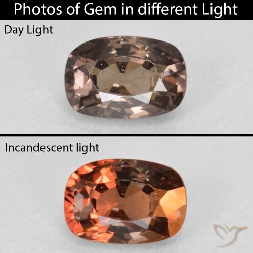 1.39ct Natural Dark Brown Color-Change Garnet, Cushion, VS