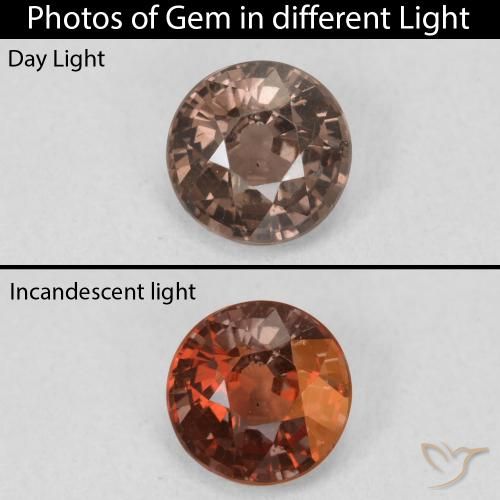 1.29ct Natural Medium Light Brown Color-Change Garnet, Round, VS