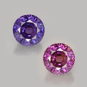 0.77 ct Multicolor Color-Change Sapphire Gemstone, Color-Change Sapphire Gem in Round Facet Shape for Sale.