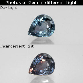 0.60 ct Multicolor Color-Change Sapphire Gemstone, Color-Change Sapphire Gem in Pear Facet Shape for Sale.