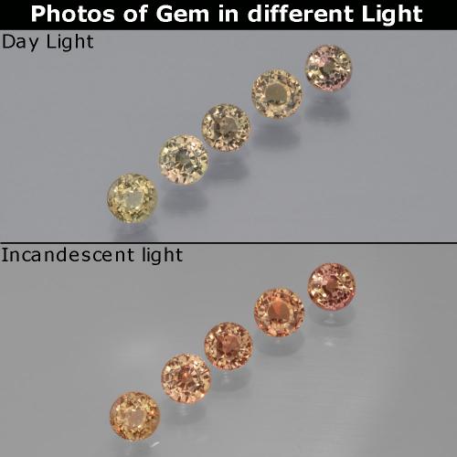 Marrón claro Zafiro con Cambio de Color Gema - 0.3ct Faceta Redonda (ID: 401631)