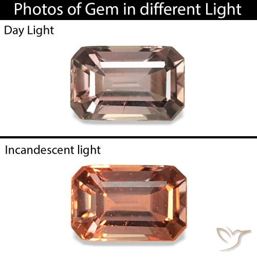 0.19 ct Brown Color-Change Sapphire Gemstone, Color-Change Sapphire Gem in Octagon Step Cut Shape for Sale.