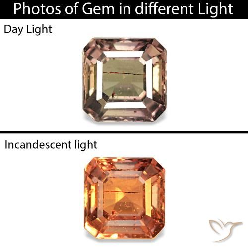 0.36ct Medium Light Brown Color-Change Sapphire, Emerald Cut, VS