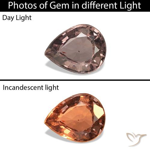 0.31 ct Brown Color-Change Sapphire Gemstone, Color-Change Sapphire Gem in Pear Facet Shape for Sale.