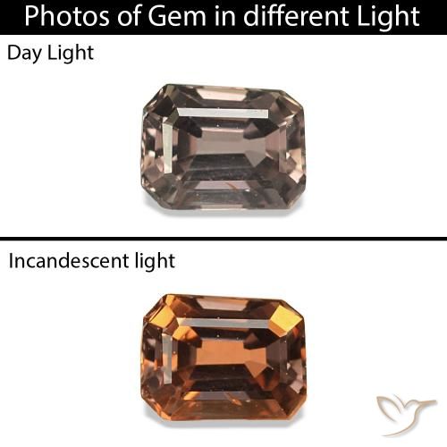 0.24ct Medium Light Brown Color-Change Sapphire, Emerald Cut, VVS