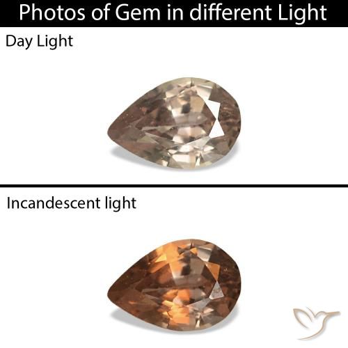 0.12ct Medium Light Brown Color-Change Sapphire, Pear Shape, VVS