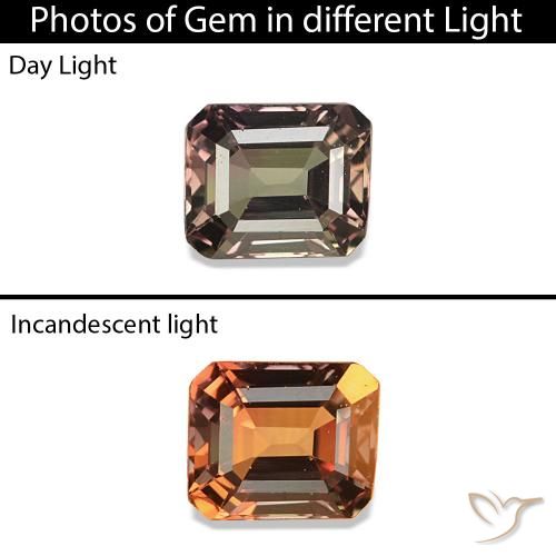 0.34 ct Brown Color-Change Sapphire Gemstone, Color-Change Sapphire Gem in Octagon Step Cut Shape for Sale.