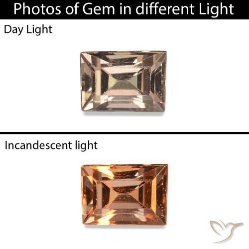 0.13ct Medium Light Brown Color-Change Sapphire, Baguette, VVS