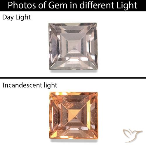 0.16ct Warm Reddish Grey Color-Change Sapphire, Square, VVS