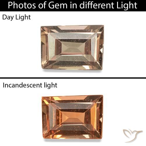 0.11ct Light Golden Brown Color-Change Sapphire, Baguette, VS