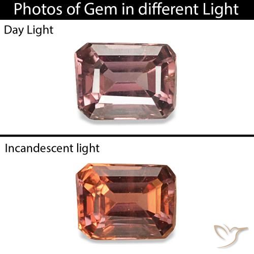 0.14 ct Pink Color-Change Sapphire Gemstone, Color-Change Sapphire Gem in Octagon Step Cut Shape for Sale.