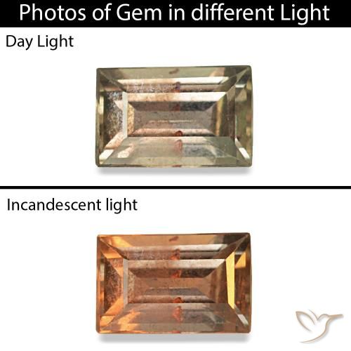 0.24ct Light Yellow Color-Change Sapphire, Baguette, VVS-VS