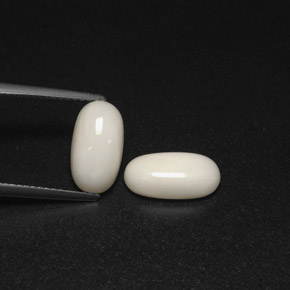 5.44 ct White Coral Gemstone, Coral Gem in Oval Cabochon Shape for Sale.
