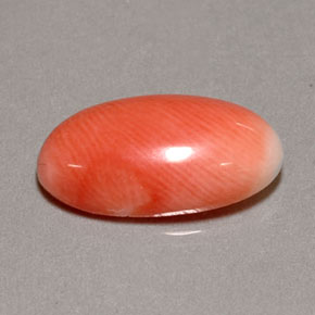 2.85 ct Pink Coral Gemstone, Coral Gem in Oval Cabochon Shape for Sale.