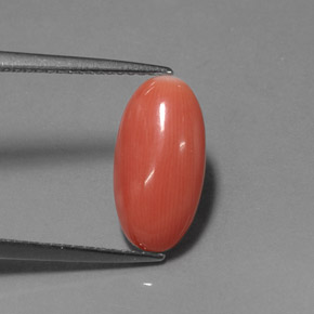 2.76 ct Pink Coral Gemstone, Coral Gem in Oval Cabochon Shape for Sale.