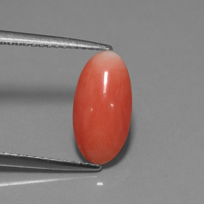 1.69 ct Pink Coral Gemstone, Coral Gem in Oval Cabochon Shape for Sale.