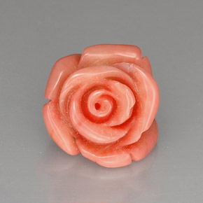 22.14 ct Pink Coral Gemstone, Coral Gem in Carved Rose with Hole Shape for Sale.