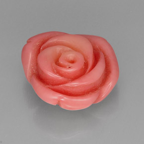 12.20 ct Pink Coral Gemstone, Coral Gem in Carved Rose with Hole Shape for Sale.