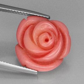 12.20 ct Pink Coral Stone, Natural Coral in Carved Rose with Hole Shape for Sale